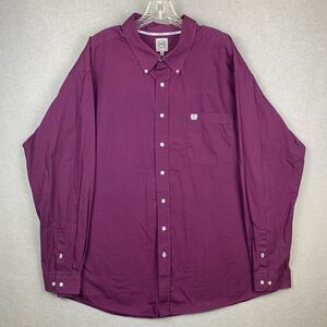 Cinch Button‎ Up Shirt Long Sleeve Maroon Burgundy Cowboy Western Mens 2XL XXL